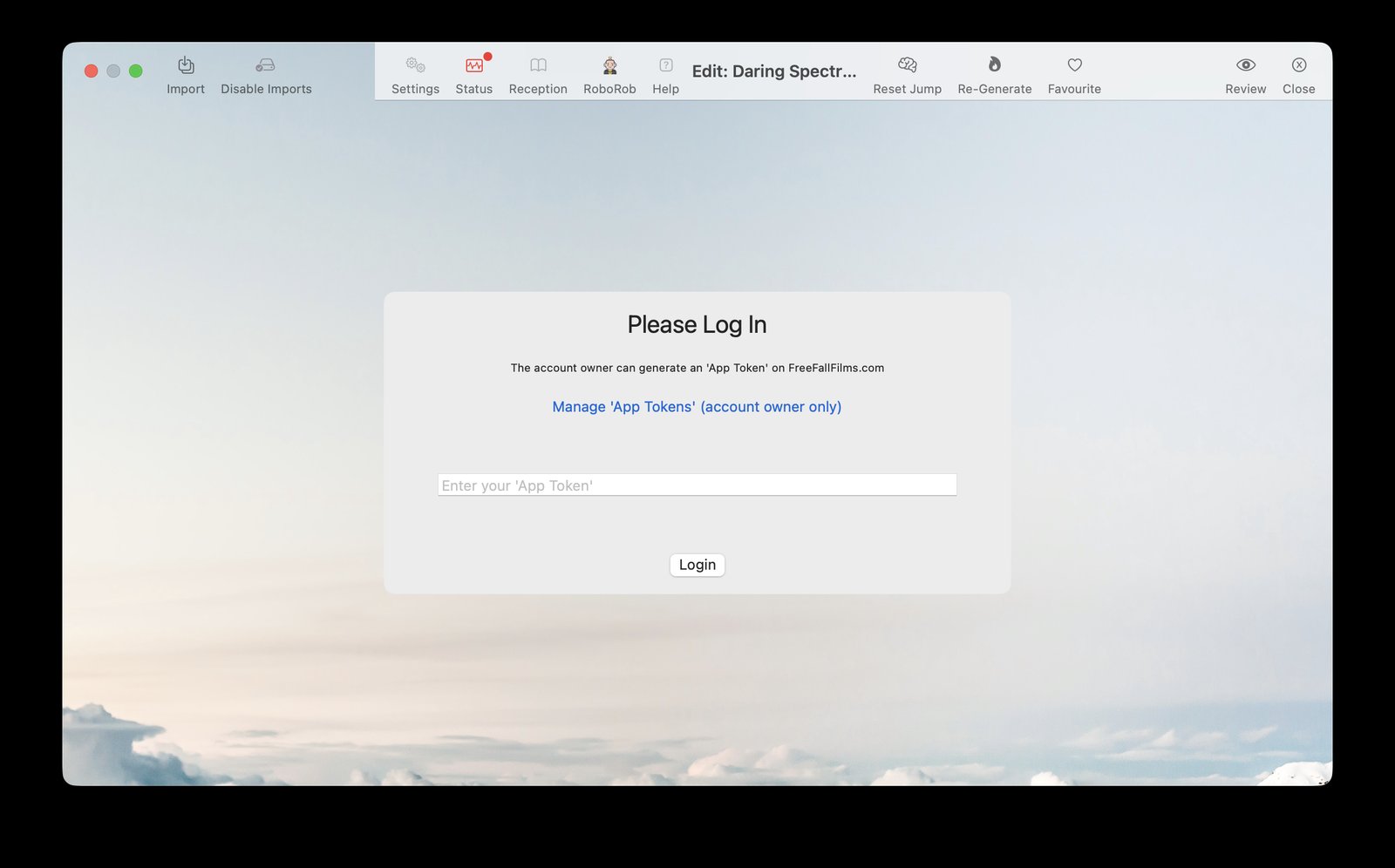 The Edit App asking you to log in